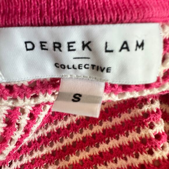 Derek Lam White Pink Polo Crop Top SMALL Baby Tee Striped Designer Preppy $220 - Picture 10 of 10